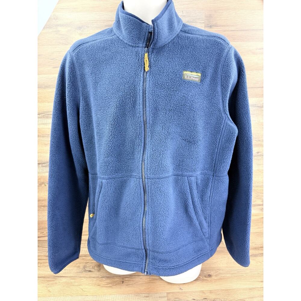 L.L. Bean Fleece Jacket Men's L Blue Full-Zip Mountain Classic Long Slee…